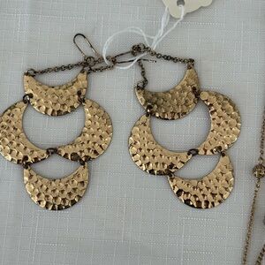 Gold Hammered Dangle Earrings